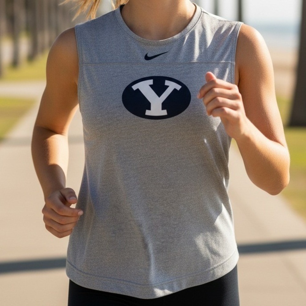 Nike BYU Cougars Gray Dri Fit Sleeveless Athletic‎ Tank Top Women's M